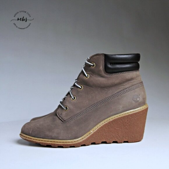 EUC Timberland Earthkeepers Amston Wedge Ankle Boots Gray Black Women 7 - Picture 4 of 13